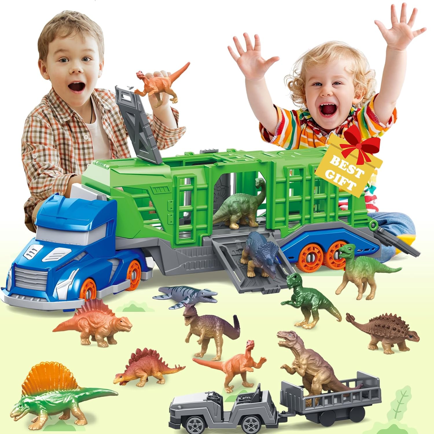 Kids Toys 3 Year Old - Dinosaur Animal Transport Vehicle Toy Set